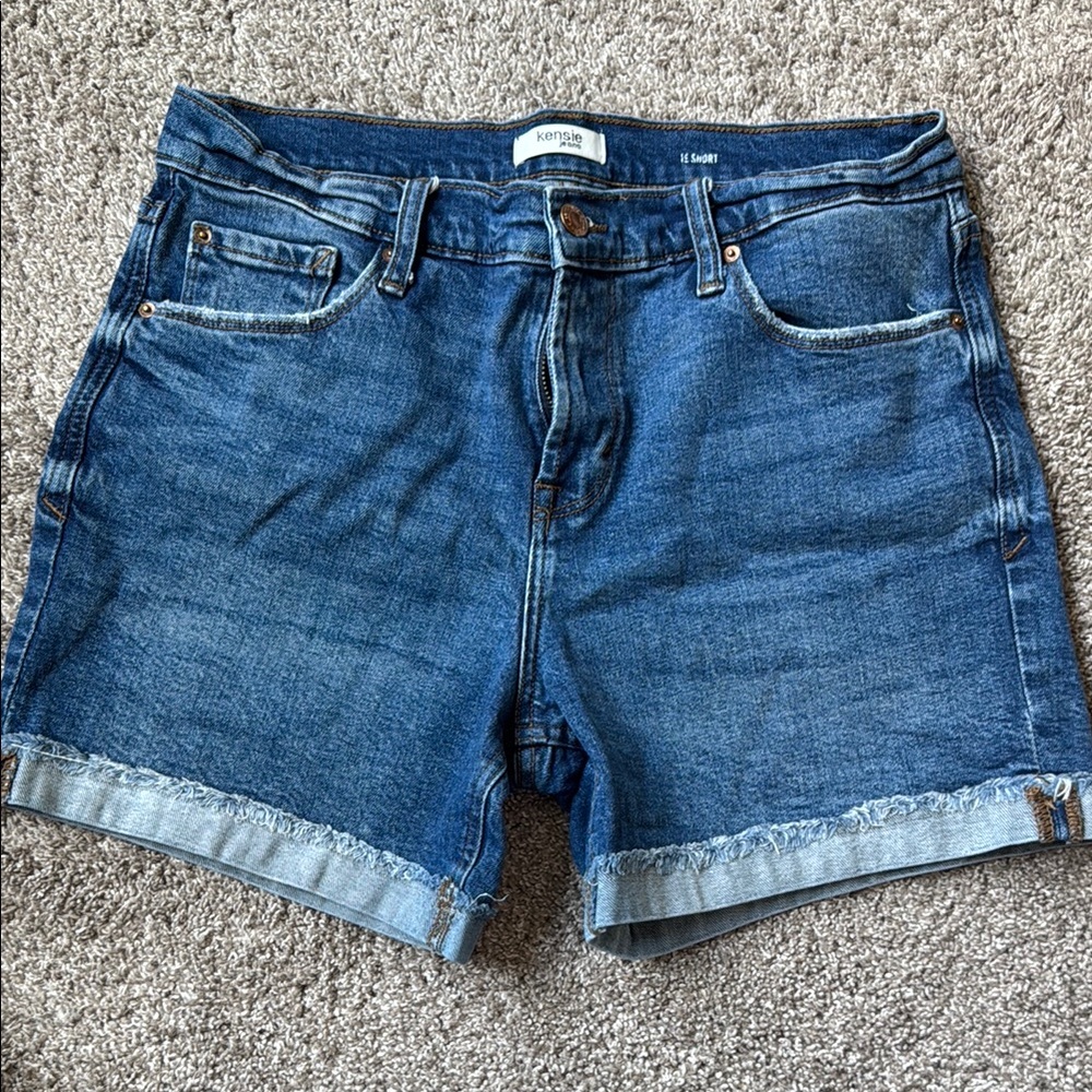 Kensie Blue Jean Shorts with Rolled Hems